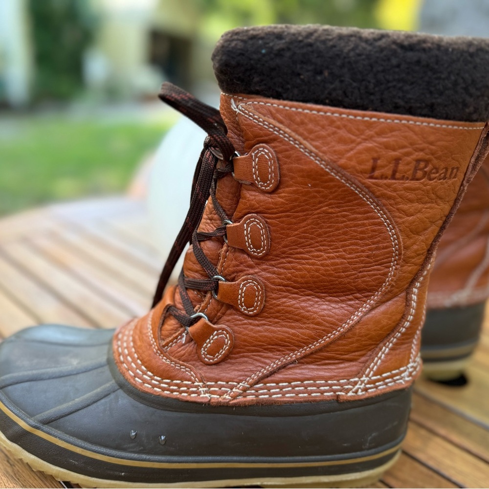 Women's L.L.Bean BROWN Winter Snow Boots Lace-Up Size 8 - Picture 2 of 7